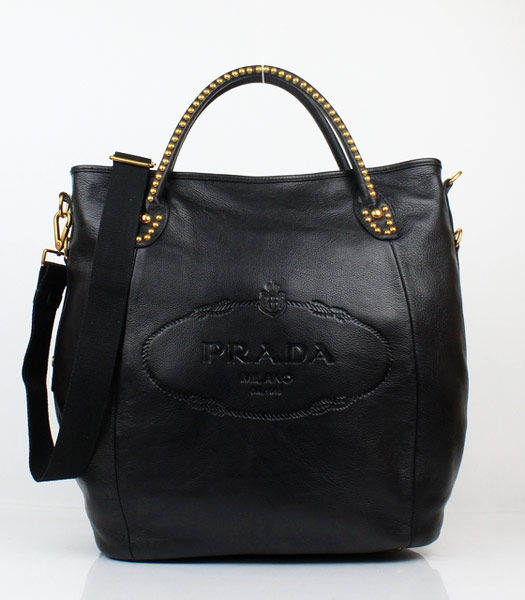 Prada Black Calf Leather Top Handle Bag