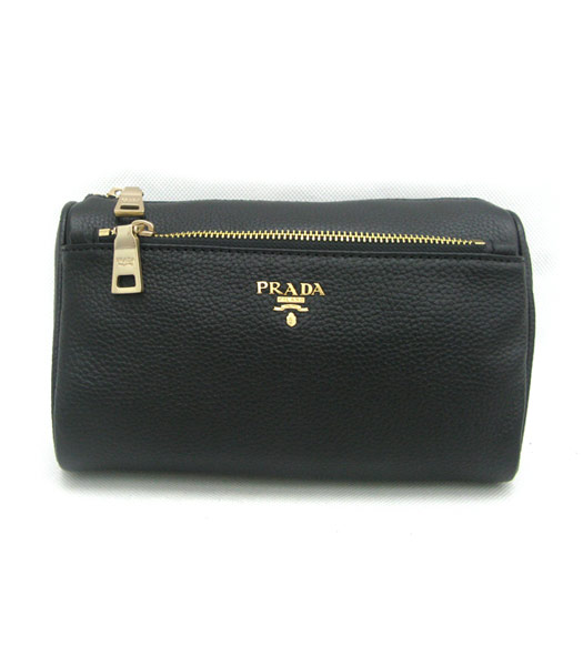 Prada Black Calfskin Clucth Cosmetic Bag