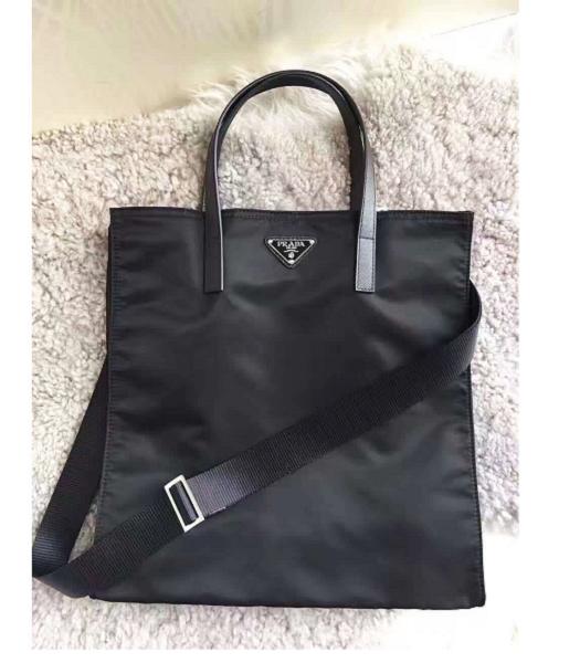 Prada Black Calfskin Leather Strap Handle Bag