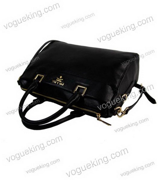 Prada Black Calfskin Leather Top Handle Bag-6