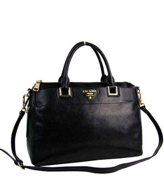 Prada Black Calfskin Leather Top Handle Bag