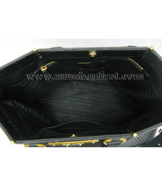 Prada Black Calfskin Leather Tote Messenger Bag-4