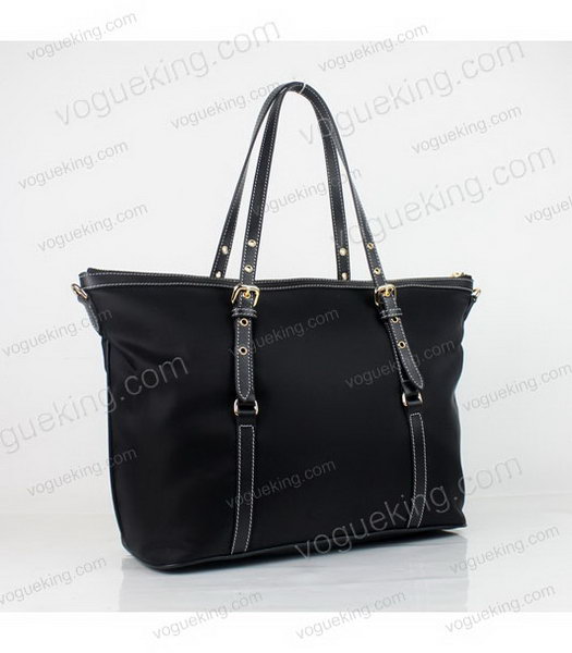 Prada Black Fabric With Saffiano Calfskin Leather Tote Handbag-2
