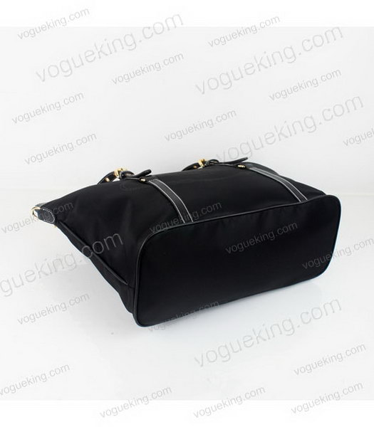Prada Black Fabric With Saffiano Calfskin Leather Tote Handbag-3