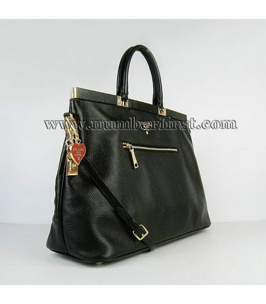 Prada Black Leather Tote Bag-1
