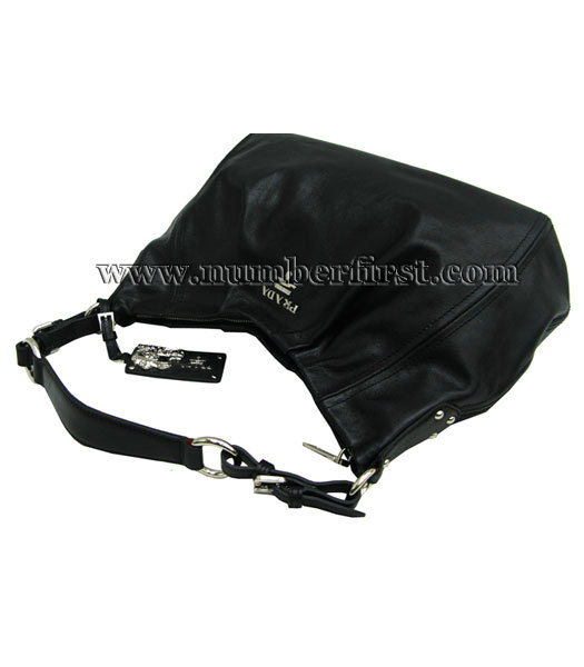 Prada Black Oil Leather Shoulder Bag-4