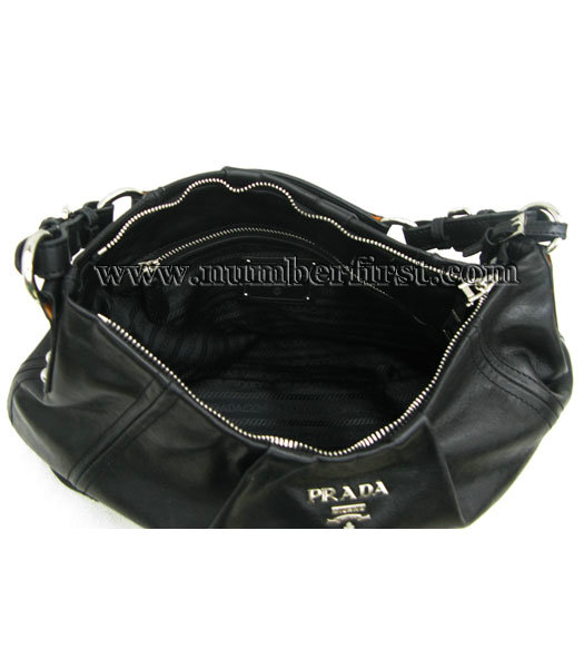 Prada Black Oil Leather Shoulder Bag-5