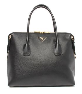 Prada Black Original Leather Top Handle Bag