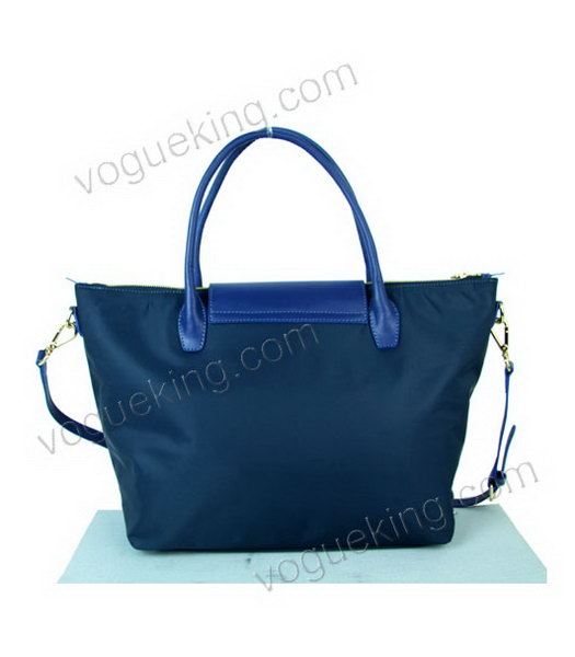 Prada Blue Fabric With Calfskin Leather Business Tote Bag-1