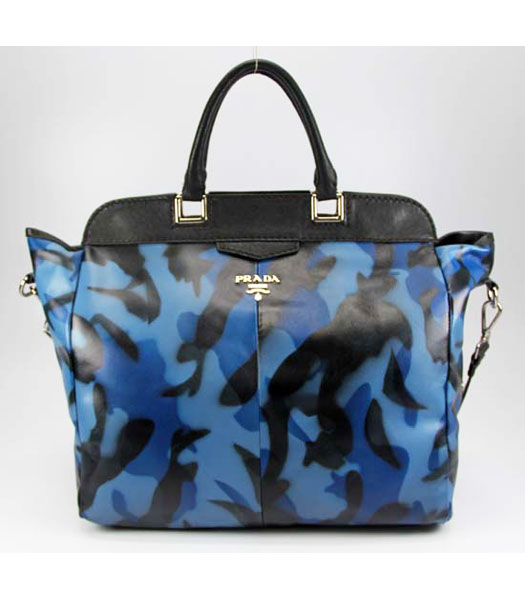 Prada Blue Leather Tote Bag