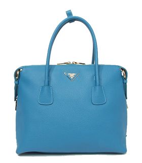 Prada Blue Original Leather Top Handle Bag