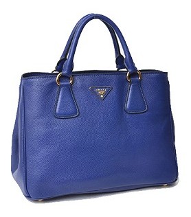 Prada Blue Original Leather Vitello Daino Tote Bag