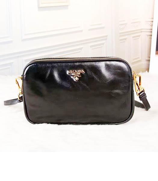 Prada BN1678 Oil Wax Leather Small Shoulder Bag Black