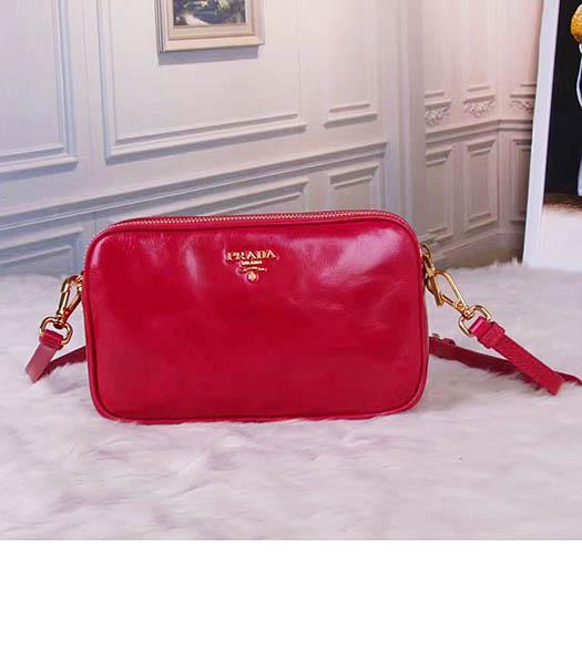 Prada BN1678 Oil Wax Leather Small Shoulder Bag Red