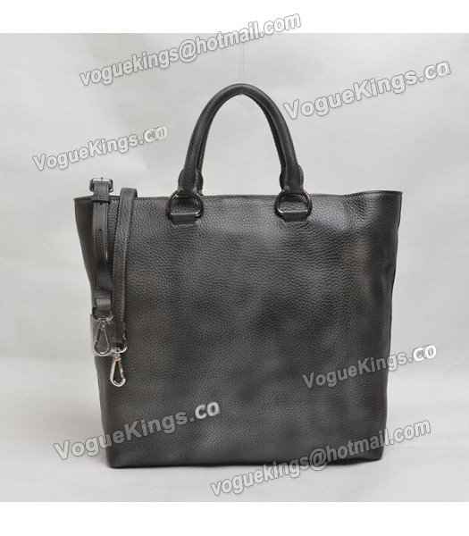 Prada BN1713 Litchi Veins Calfskin Leather Tote Bag Dark Grey-2
