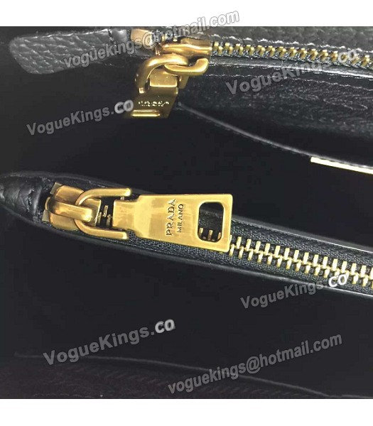 Prada BN2967 Black Litchi Veins Calfskin Leather Tote Bag-4