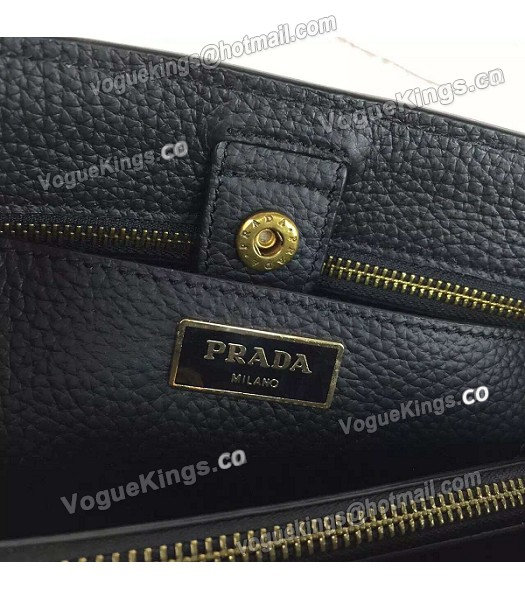 Prada BN2967 Black Litchi Veins Calfskin Leather Tote Bag-5