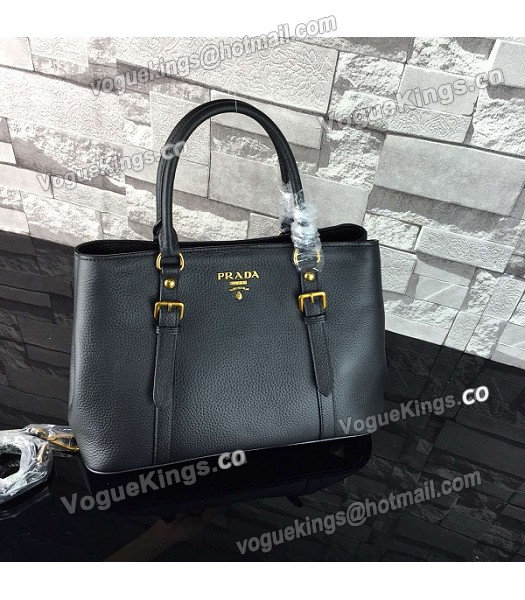 Prada BN2967 Black Litchi Veins Calfskin Leather Tote Bag-6