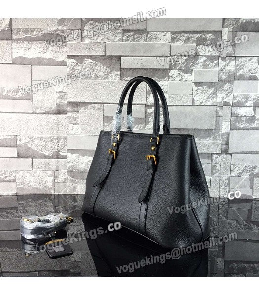Prada BN2967 Black Litchi Veins Calfskin Leather Tote Bag-7