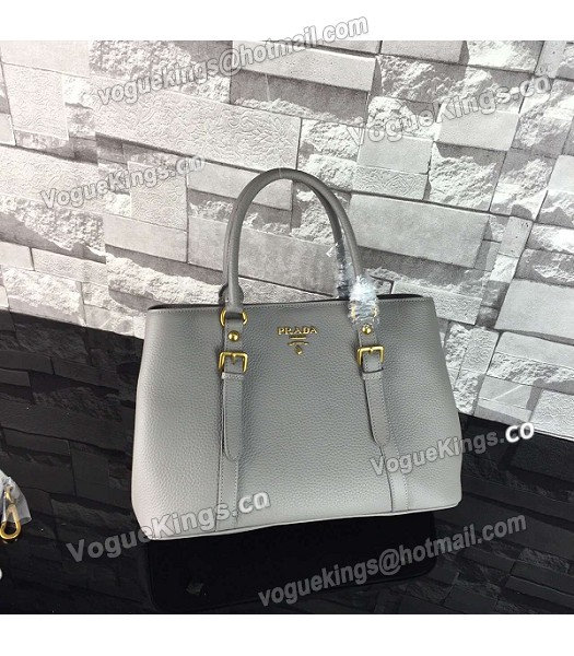 Prada BN2967 Grey Litchi Veins Calfskin Leather Tote Bag-1