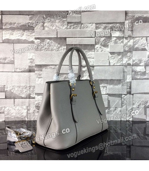 Prada BN2967 Grey Litchi Veins Calfskin Leather Tote Bag-3