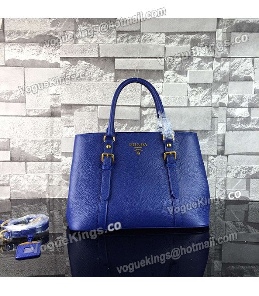 Prada BN2967 Sapphire Blue Litchi Veins Calfskin Leather Tote Bag-1