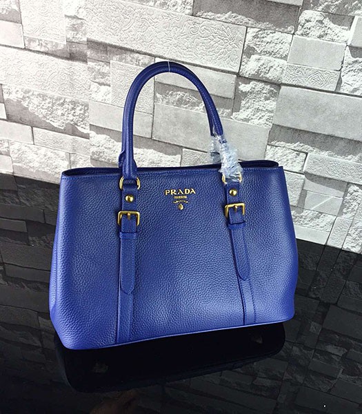 Prada BN2967 Sapphire Blue Litchi Veins Calfskin Leather Tote Bag