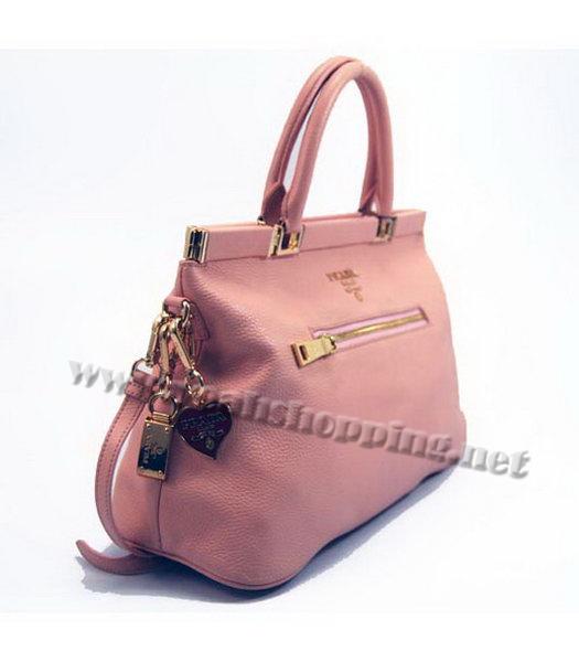 Prada Boston Tote Shoulder Zip Bag in Pink Leather-1
