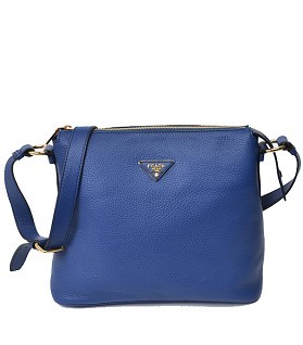 Prada Calf Leather Hobo Bag Blue