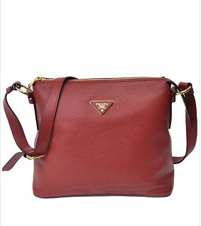 Prada Calf Leather Hobo Bag Red