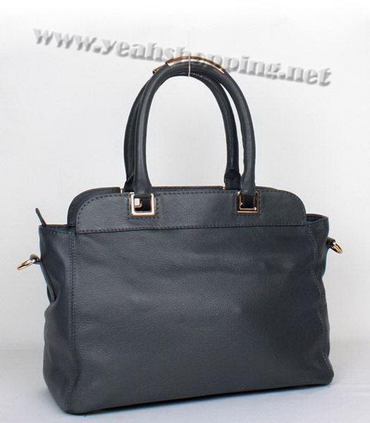 Prada Calfskin Leather Tote Bag Dark Grey with Golden Handle-1