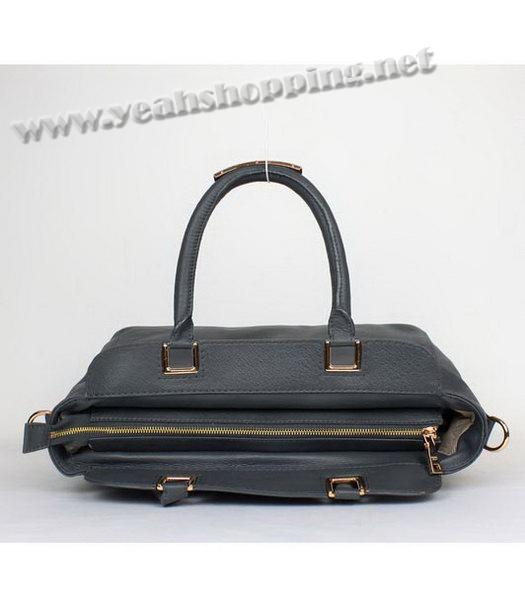 Prada Calfskin Leather Tote Bag Dark Grey with Golden Handle-3