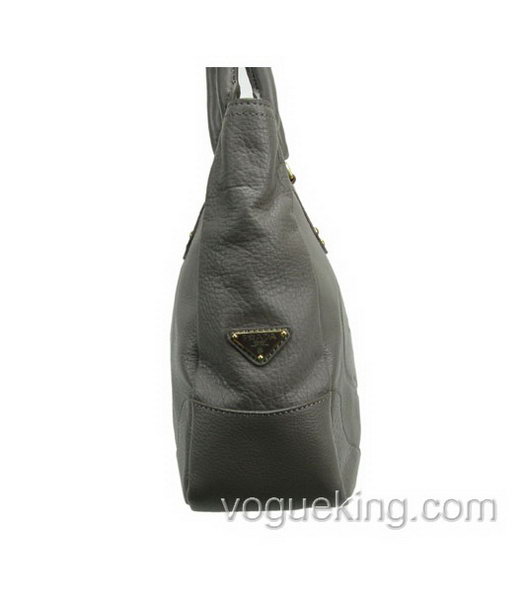 Prada Calfskin Leather Tote Bag Grey-6