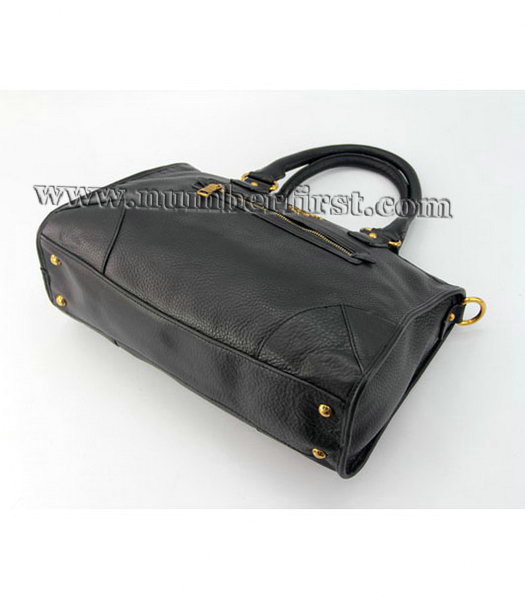 Prada Calfskin Leather Tote Handbag in Black-3