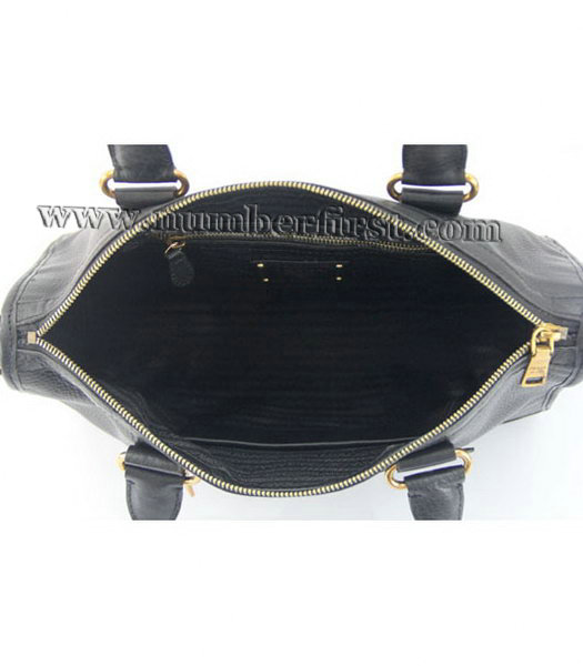 Prada Calfskin Leather Tote Handbag in Black-6