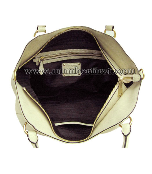 Prada Calfskin Shoulder Bag Light Beige-4
