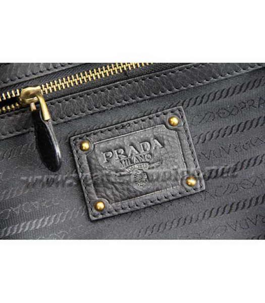 Prada Calfskin Studded Top Handle Bag Black-6