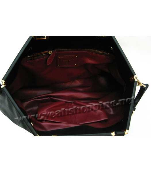 Prada Calfskin Tote Bag Black-4