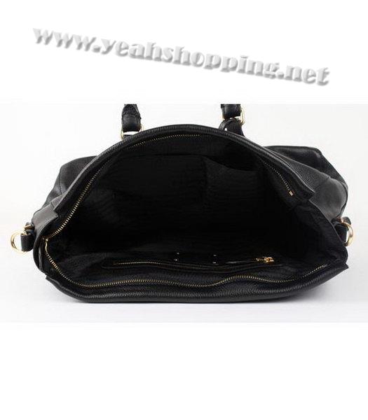 Prada Calfskin Wrinkle Tote Bag Black-3