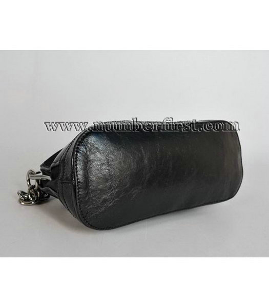 Prada Canvas Shoulder Bag with Leather Trim Blak-3-5