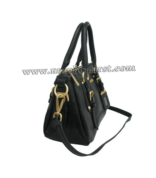 Prada Cervo Lux Zipper Black Oil Wax Leather Shoulder Bag-2