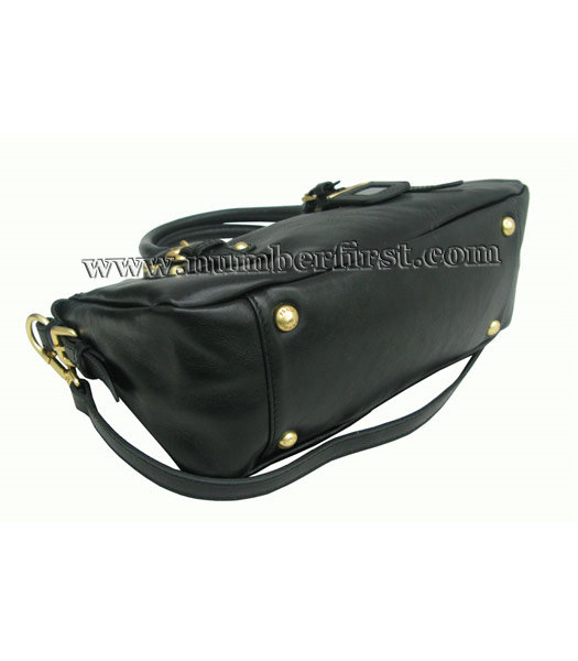 Prada Cervo Lux Zipper Black Oil Wax Leather Shoulder Bag-4