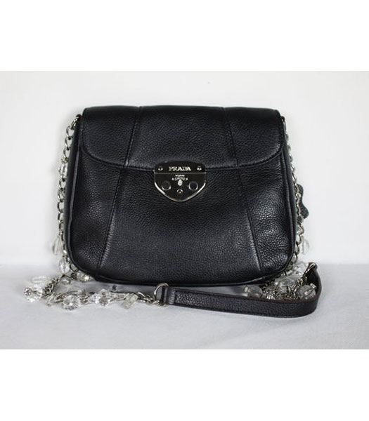 Prada Chain Flap Bag in Black Leather