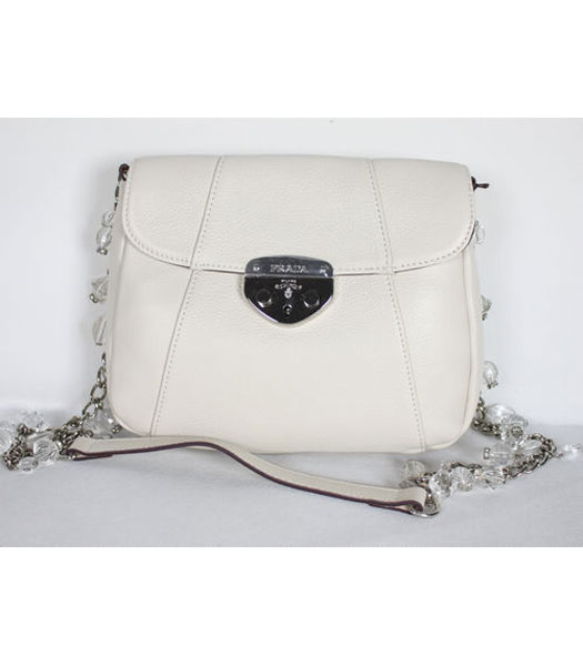 Prada Chain Flap Bag in Offwhite Leather