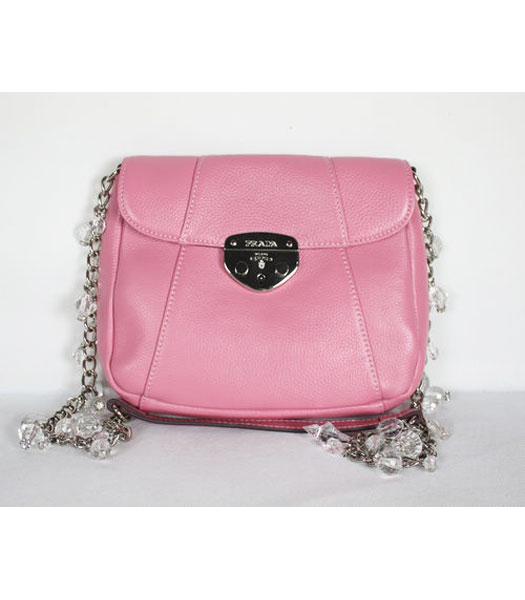 Prada Chain Flap Bag in Pink Leather