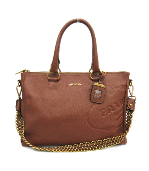 Prada Chain Strap Tote Bag Coffee Calfskin_BL0605