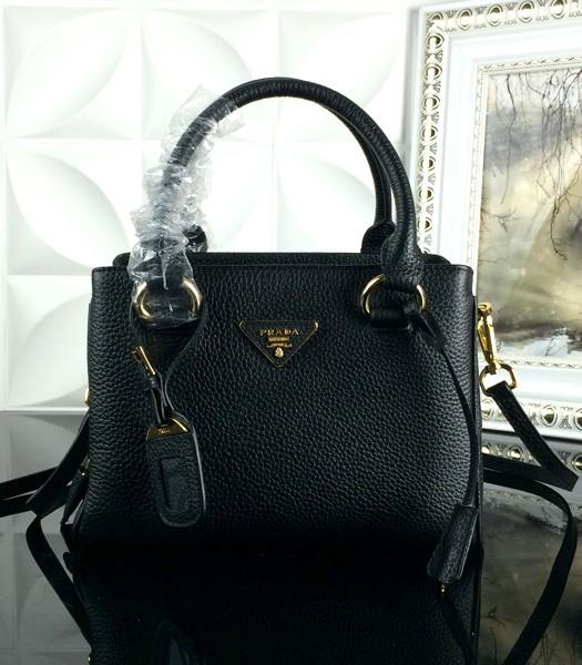 Prada Classic BN2963 Litchi Veins Leather Handbag In Black