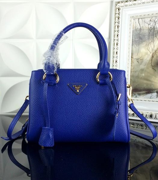 Prada Classic BN2963 Litchi Veins Leather Handbag In Sapphire Blue
