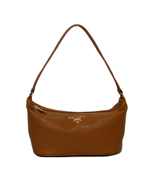 Prada Coffee Leather Shoulder Bag-1