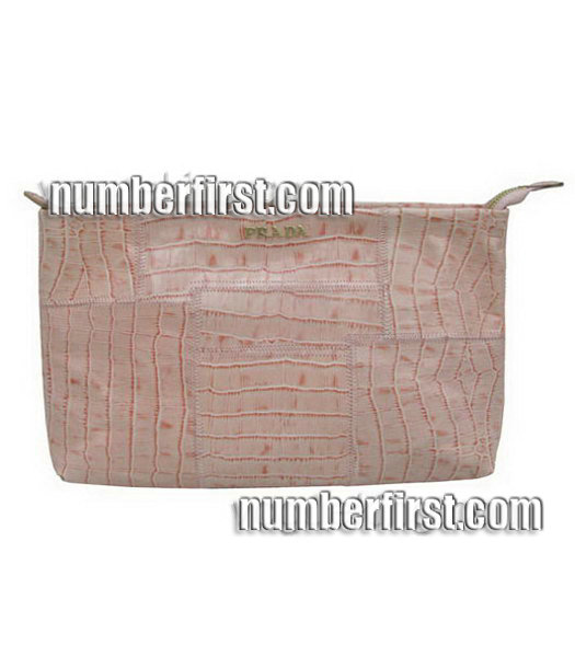 Prada Colors Leather Crocodile Veins Clutch Bag -1-3
